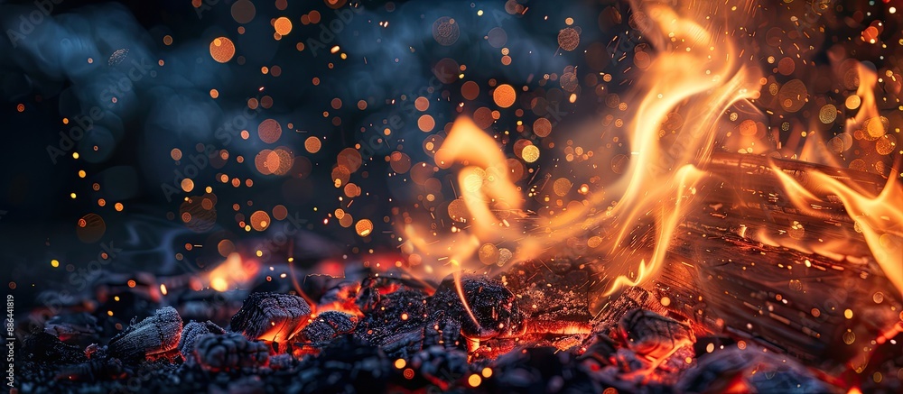 Poster christmas fire spark with copy space image on a dark background