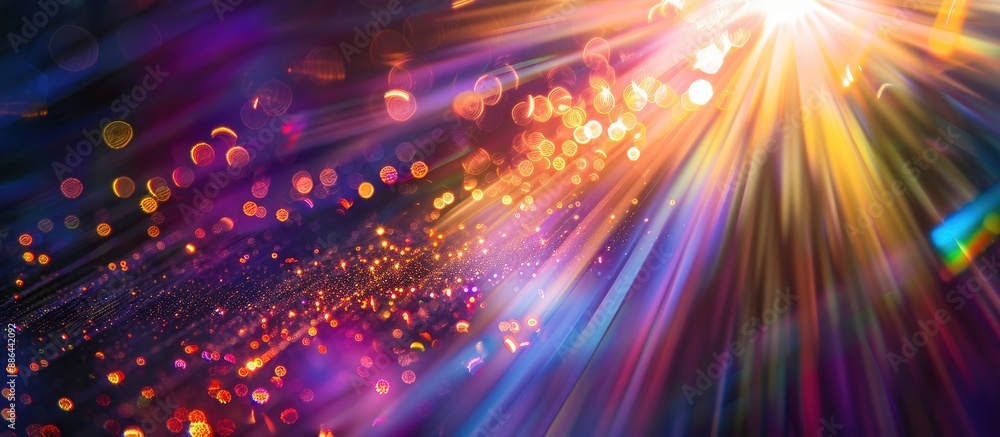 Aufkleber Creative background with an illuminated burst of multicolor light creating lens flare shine effects providing copy space image