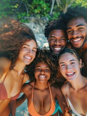 Fototapeta premium Group of young adults enjoying time together at the beach