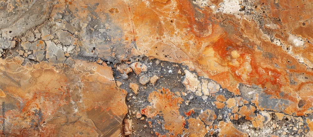 Poster travertine textured reddish brown structure with fractures and gray spots a natural material showcas