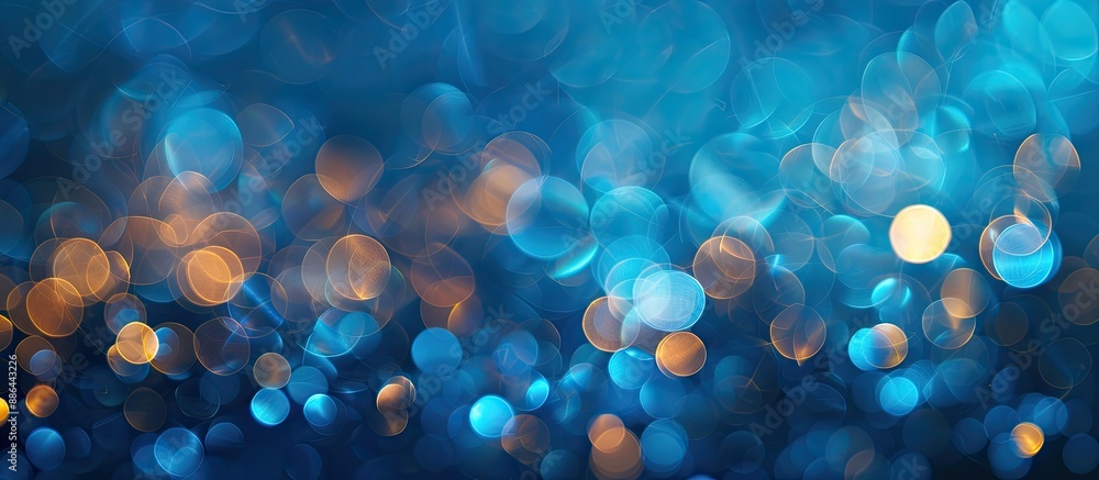 Leinwandbilder blurry bokeh effect on a blue backdrop with copy space image