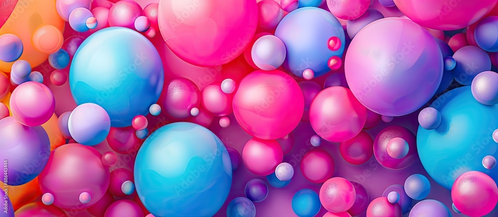 Poster A vibrant background adorned with numerous balloons creating an appealing composition with ample copy space image
