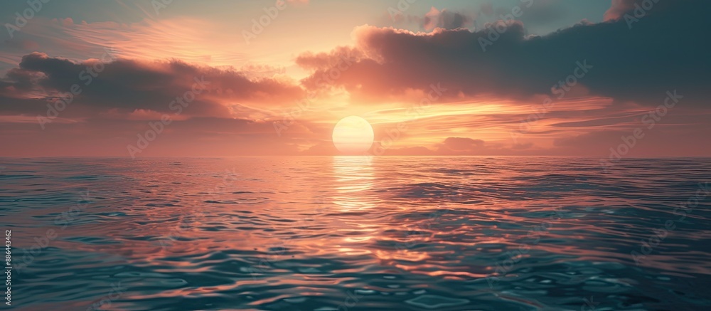 Leinwandbilder ocean sunset with a serene ambience and empty space for additional elements in the image
