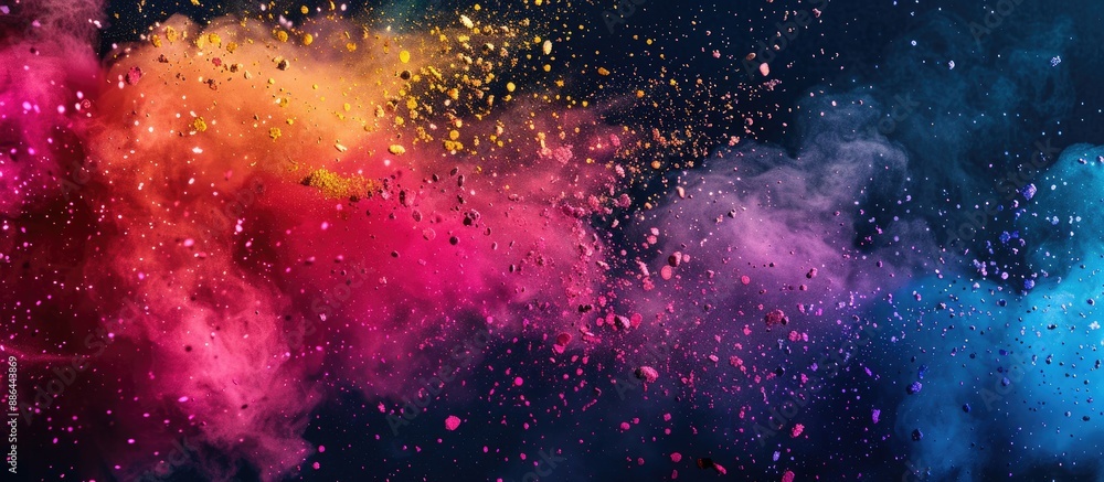 Aufkleber Color powder exploding creating abstract splattered background multicolored glitter textures featuring vibrant freeze motion with ample copy space image