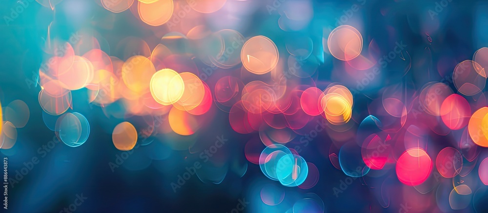 Aufkleber Blurred background with defocused portrait lens creating bokeh backdrop ideal as a graphic resource for designers featuring mixed color light elements with copy space image