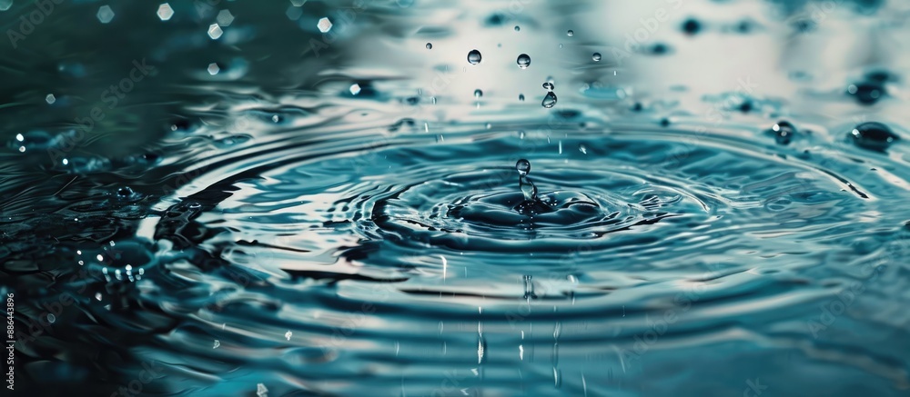Aufkleber Water droplets falling causing ripples in the copy space image