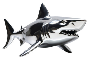 Fototapeta premium PNG Shark Chrome material animal fish white background.