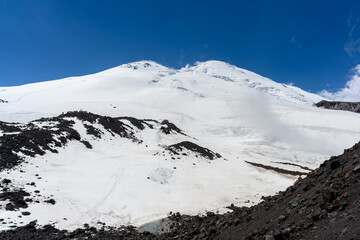 Elbrus northern assault camp. Climbing mountain Elbrus.