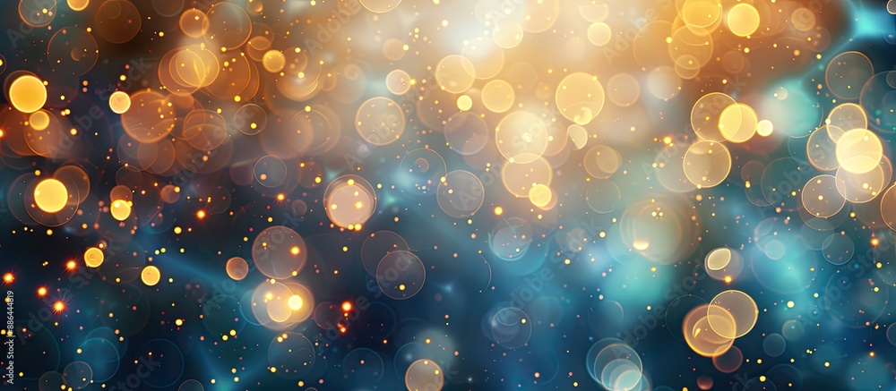 Poster Blurry background of sparkle lights in a festive setting with lit circles suitable for holiday concepts Perfect for a copy space image