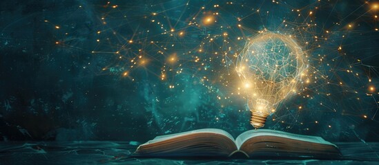 Concept of academic knowledge and literacy depicted in a book for education studying with copy space image