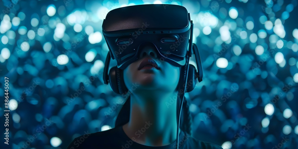 Poster enhanced concert experience in 3d virtual reality with captivating visuals and interactive elements.