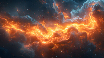 Fototapeta premium Stunning high-resolution image of a cosmic nebula with vibrant orange and blue colors, creating a mesmerizing outer space scenery.