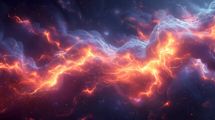 Stunning cosmic nebula with vibrant orange and blue hues, depicting the beauty and chaos of the universe in a mesmerizing celestial display.