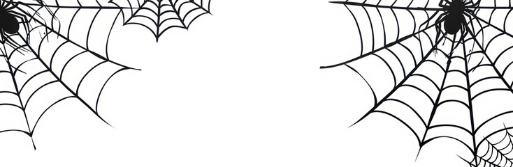 Obraz premium White background vector graphics with simple line drawing of spider webs.