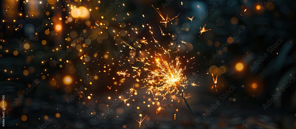 Poster blurred motion of burning sparklers creating festive light trails for christmas new year and indepen