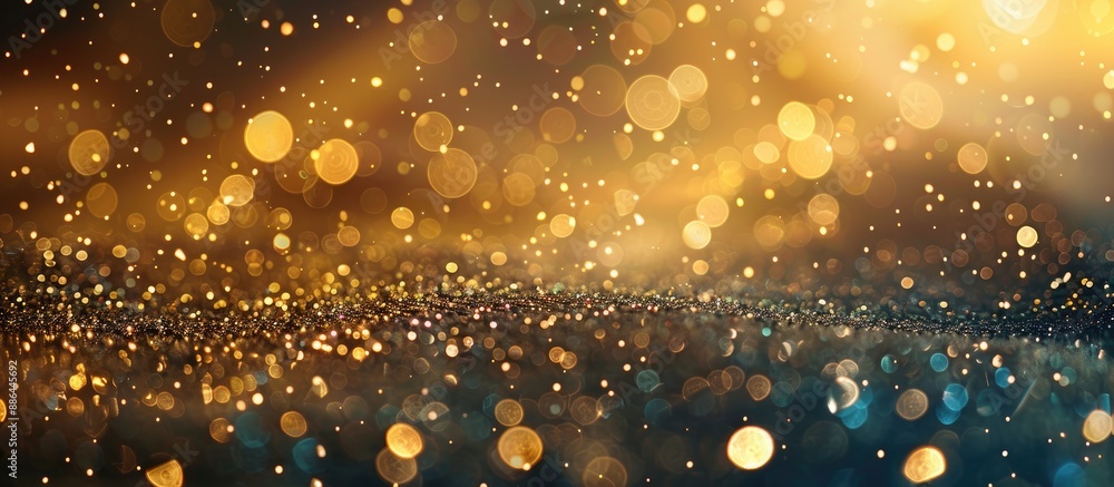 Poster a luxurious gold glitter with a blurred bokeh background suitable for christmas holidays and new yea