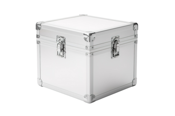 A Gleaming Aluminum Chest Awaits Its Contents on a White or Clear Surface PNG Transparent Background