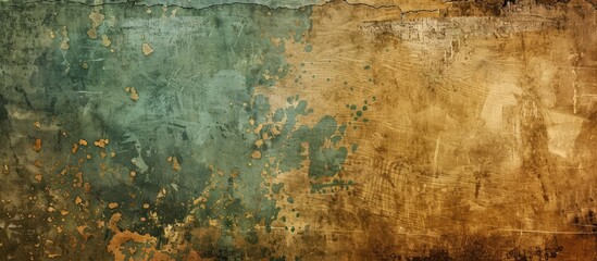 Obraz premium Dirty grunge texture on brown and green background canvas featuring copy space image