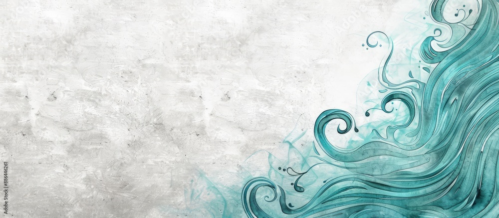 Aufkleber turquoise watercolor swirls on a grey background with copy space image