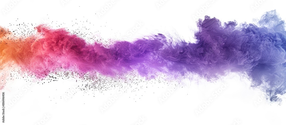 Aufkleber Capture the dynamic burst of colorful powder freezing in action on a blank white background image. with copy space image. Place for adding text or design