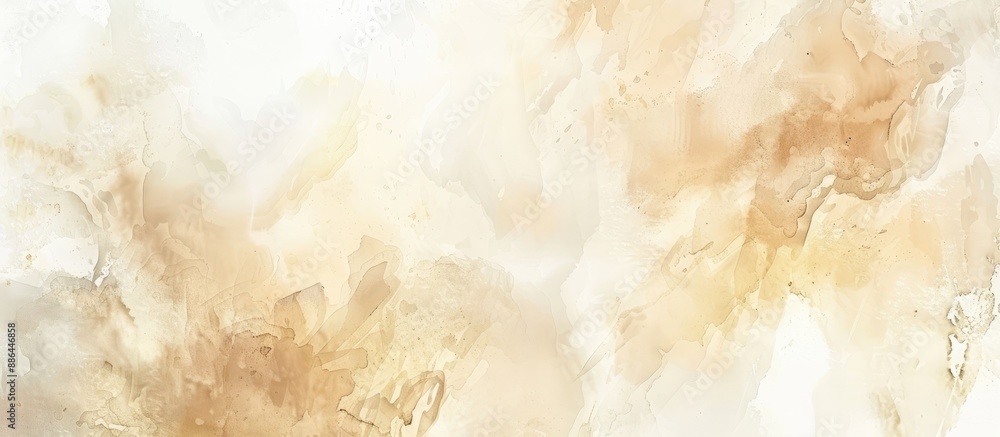 Aufkleber Pastel colored watercolor texture banner featuring an abstract beige and white painting background ideal for templates with space for images. with copy space image. Place for adding text or design