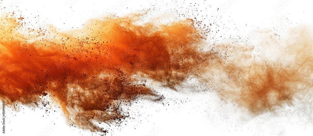 Aufkleber Colorful brown powder texture with abstract splatted patterns on a white background ideal for a copy space image