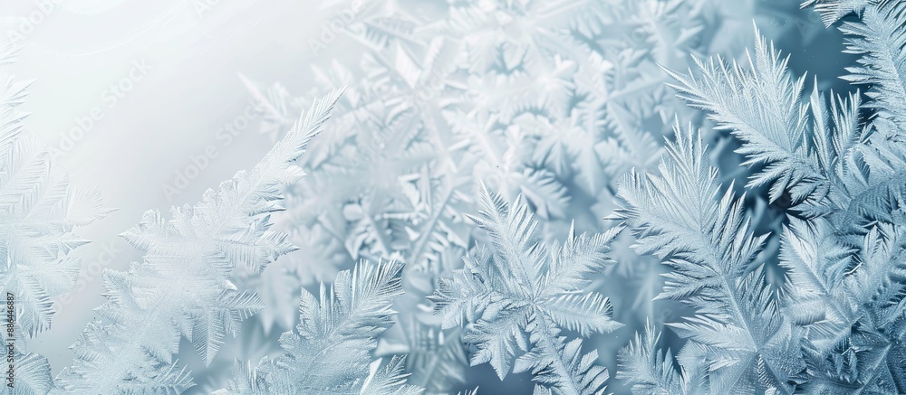 Poster Copy space image of frost patterns on a frozen window symbolizing the wonder of the Christmas season ideal for holiday backgrounds