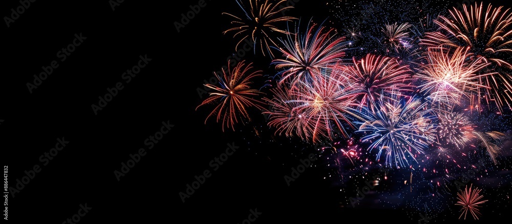 Aufkleber Vibrant fireworks with ample blank space for additional content above and below the display for customization in your copy space image
