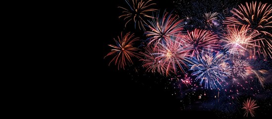 Fototapeta premium Vibrant fireworks with ample blank space for additional content above and below the display for customization in your copy space image