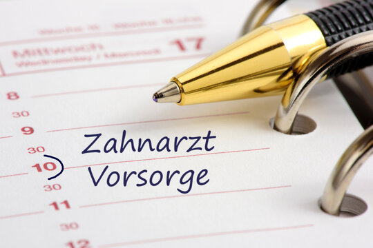 Ein Terminentrag im Kalender f&uuml;r Zahnarzt und Vorsorge