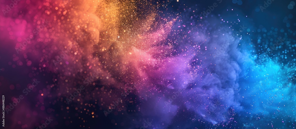 Aufkleber Color powder explodes creating an abstract multicolored glitter texture in this freeze frame copy space image