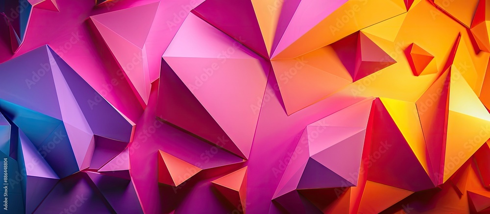 Aufkleber neon lit geometric paper backdrop with vibrant colors for copy space image