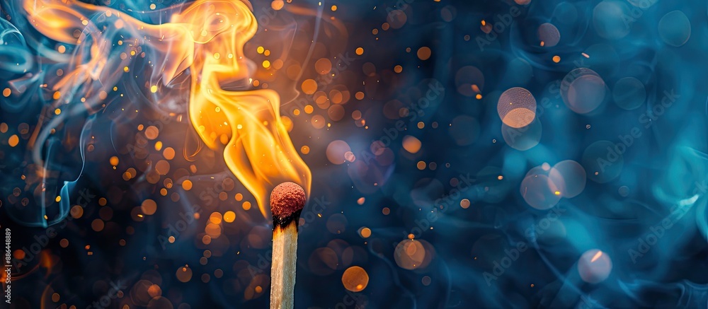 Poster A match aflame with space for text or images. with copy space image. Place for adding text or design