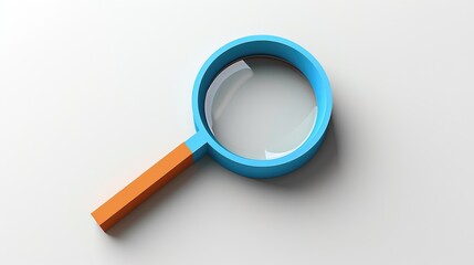 Paper cut art icon of a magnifying glass, symbolizing business research, placed on a clean white background.