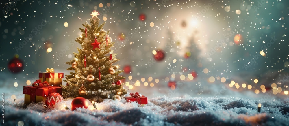 Aufkleber festive christmas backdrop featuring a tree and decorations ideal for greetings winter theme happy n