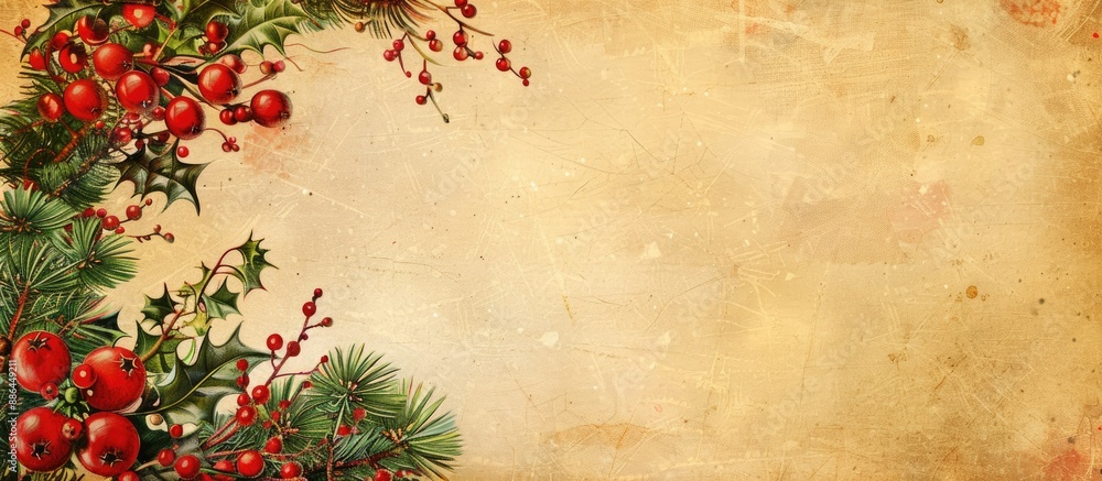 Poster vintage christmas card border design with space for text or copy space image