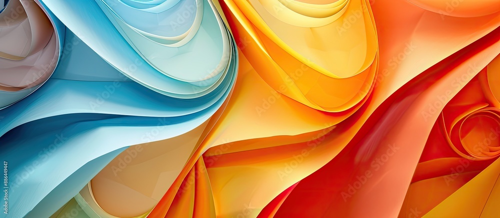 Fototapete colorful abstract paper with curved shapes creating a dynamic copy space image