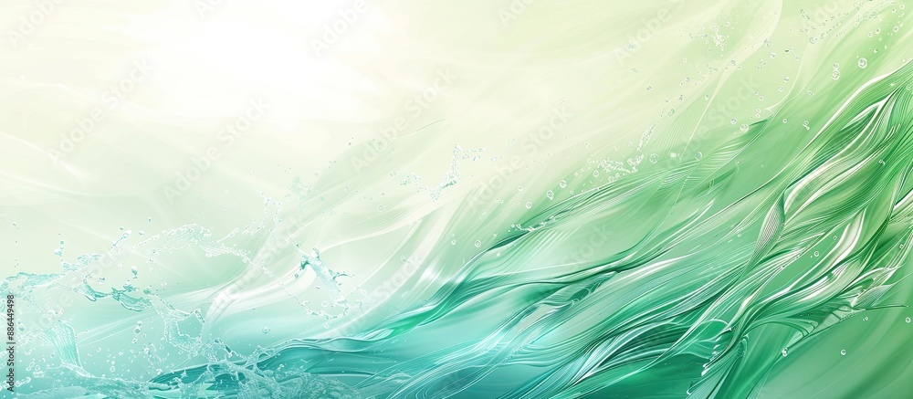 Poster abstract seaside background with mint waves in sunlight and a copy space image for cosmetic ads like