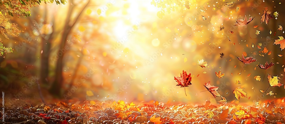 Poster fall themed backdrop with copy space image
