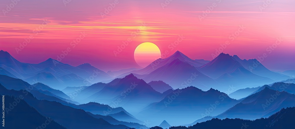 Canvas Prints scenic sunset over mountain summit with copy space image