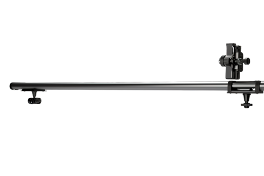 Black Aluminum Camera Slider Rail for Smooth Video Recording on a White or Clear Surface PNG Transparent Background