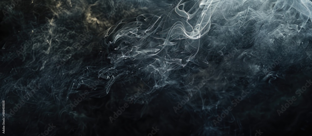 Aufkleber smoke like pattern in abstract form drifts across a black background evoking mist in the darkness cr