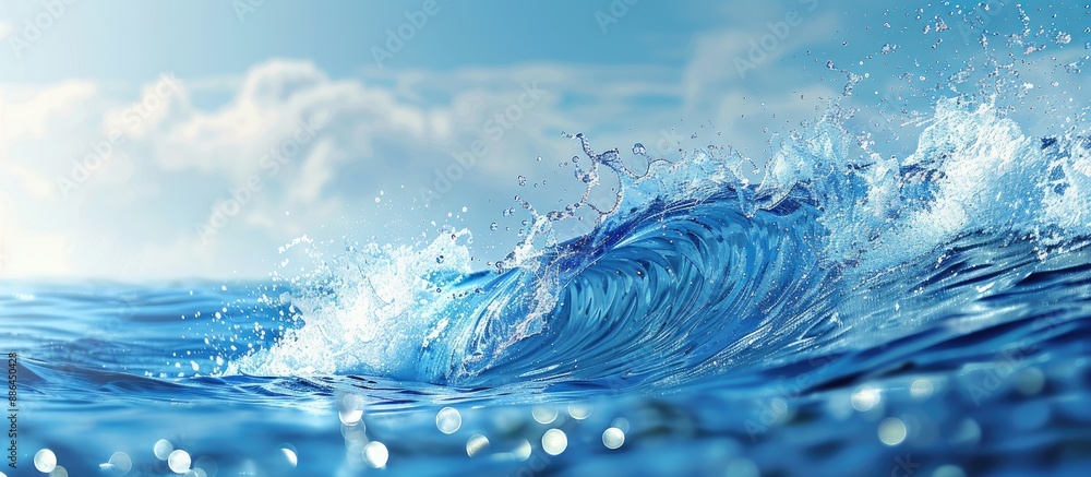 Poster wave on the water with copy space image