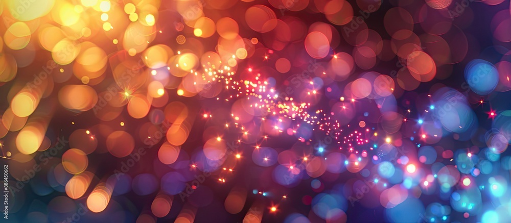 Aufkleber A vibrant display of fireworks against a blurred bokeh background with copy space image