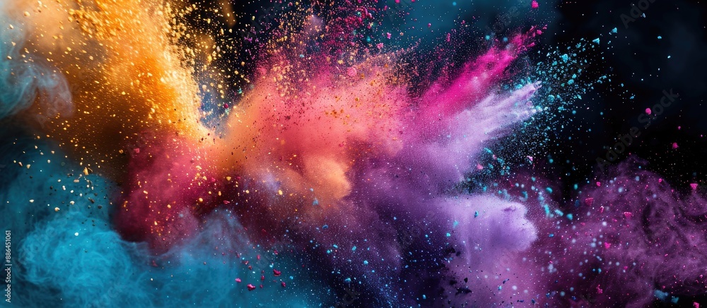 Aufkleber Colorful powder exploding in air creates an artistic dynamic abstract background with a variety of colors and textures perfect for a copy space image
