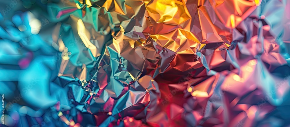 Poster colorful illumination highlights textured foil pieces in an abstract background perfect for a copy s