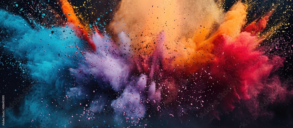Aufkleber Colorful powder exploding in air creates an artistic dynamic abstract background with a variety of colors and textures perfect for a copy space image