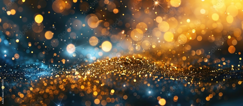 Aufkleber Golden particles sparkle on a background with copy space image