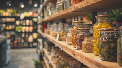 Modern Grocery Store with Glass Jars