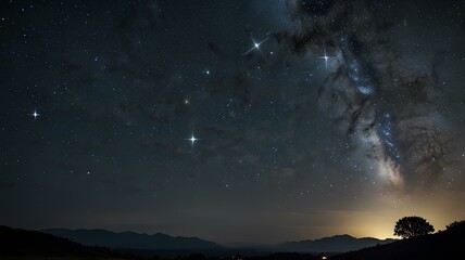 Fototapeta premium Silvery stars shine silently. Background